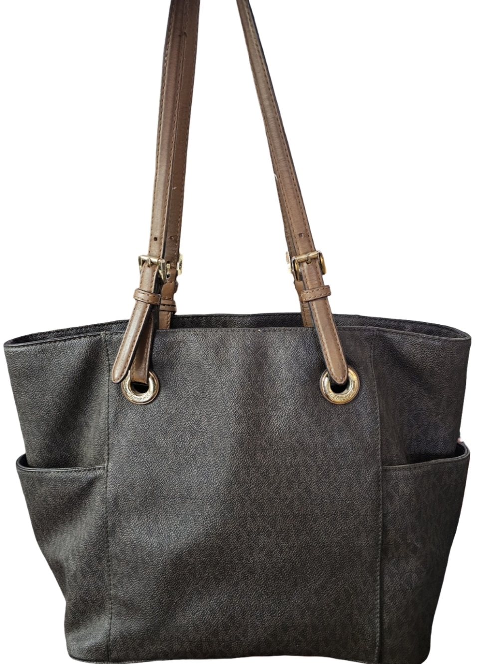 Michael Kors Jet Set Travel Brown Monogram Tote Bag Shoulder Purse